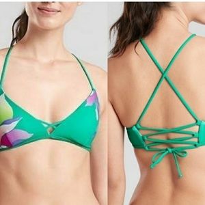 Athleta Bikini Top Green Floral XXS